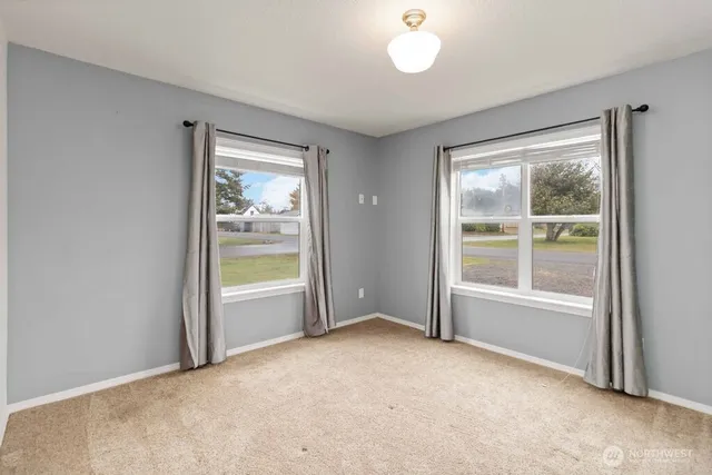 a view of a small space with racks on the wall