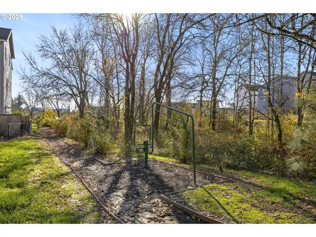 a view of a town with mountains in the background