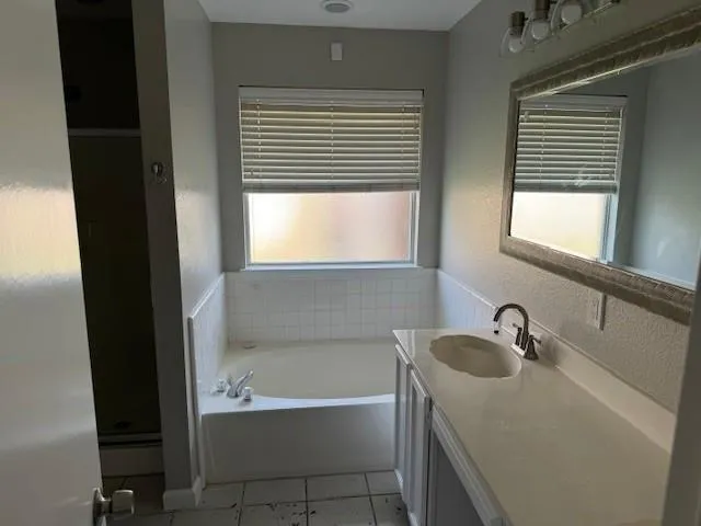 a bathroom with a sink and a bathtub