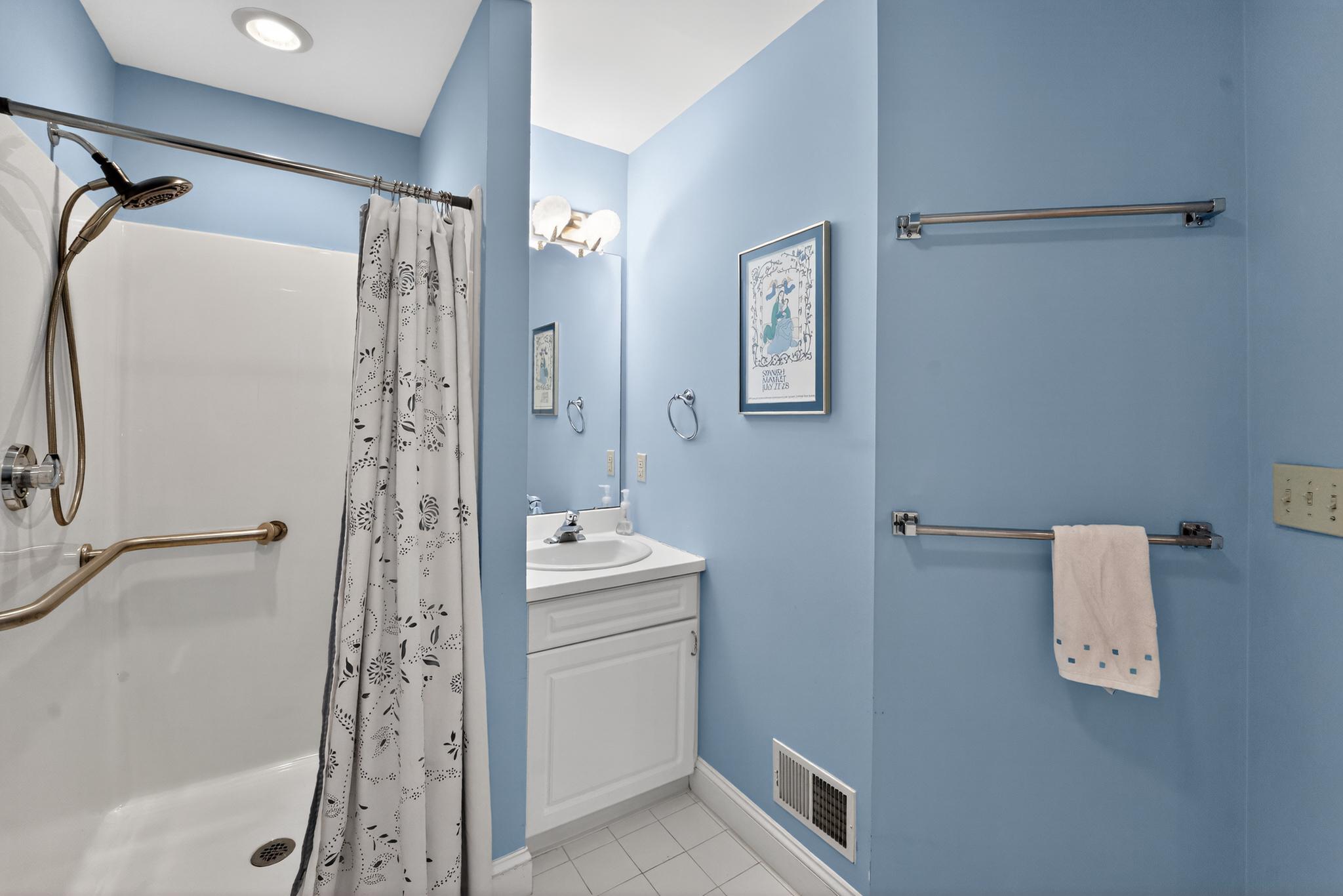 6 Hedge Row Road Princeton, NJ 08540 - Photo 22 of 32 a bathroom with a shower a mirror and a sink