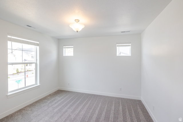675 West 4500th South, Unit P201 Mapleton, UT 84664 - Photo 10 of 16 Carpeted room featuring a large window, two smaller high windows, white baseboards, and a ceiling-mounted light fixture