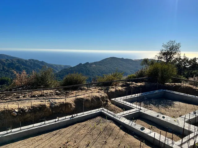 a view of a terrace with a garden