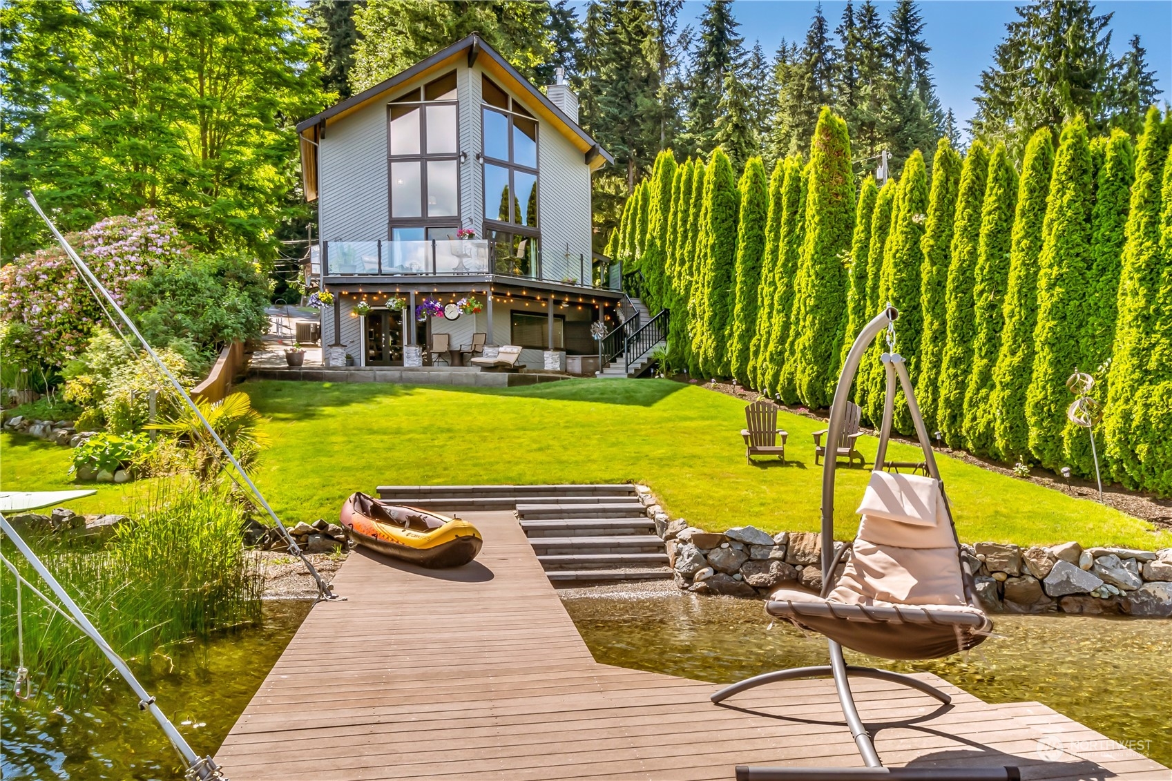 a view of swimming pool with lounge chair