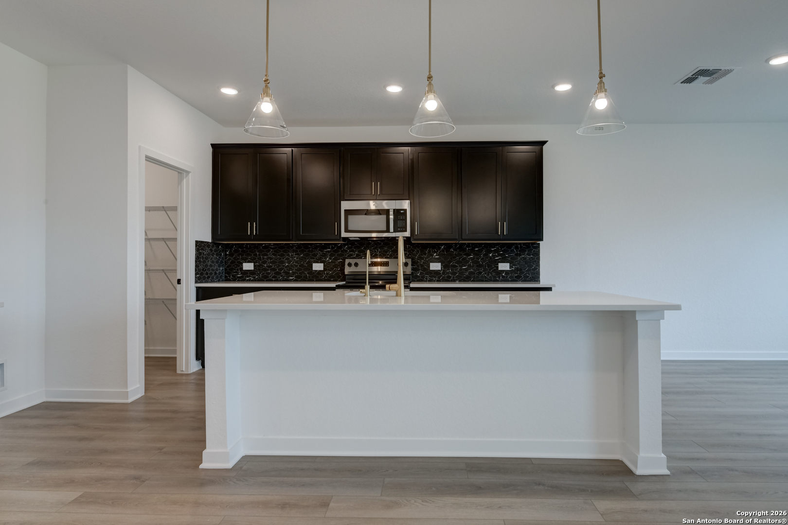 12848 Red Apple Road Schertz, TX 78154 - Photo 9 of 37 a view of kitchen with stainless steel appliances wooden floor and window