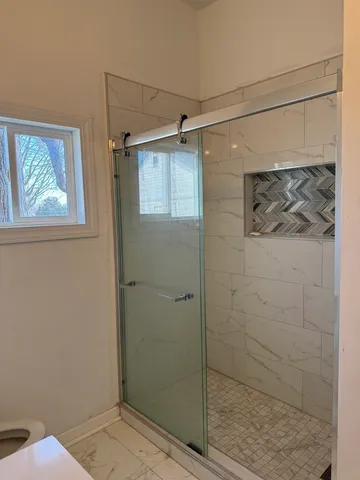 a bathroom with a shower