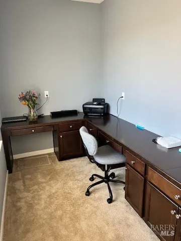 a workspace with furniture