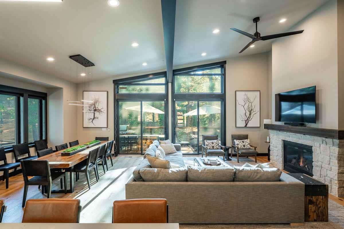 1055 Martis Landing, Unit B Truckee, CA 96161 - Photo 4 of 24 a living room with fireplace furniture and a flat screen tv