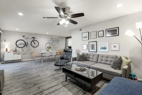 a living room with furniture