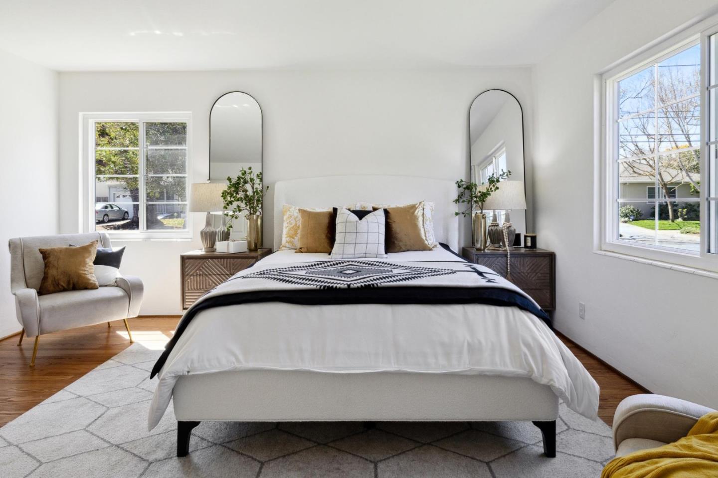 595 Anza Street Mountain View, CA 94041 - Photo 36 of 72 a bedroom with a bed a table and windows