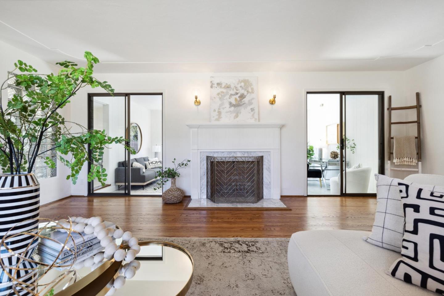 595 Anza Street Mountain View, CA 94041 - Photo 8 of 72 a living room with furniture and a fireplace