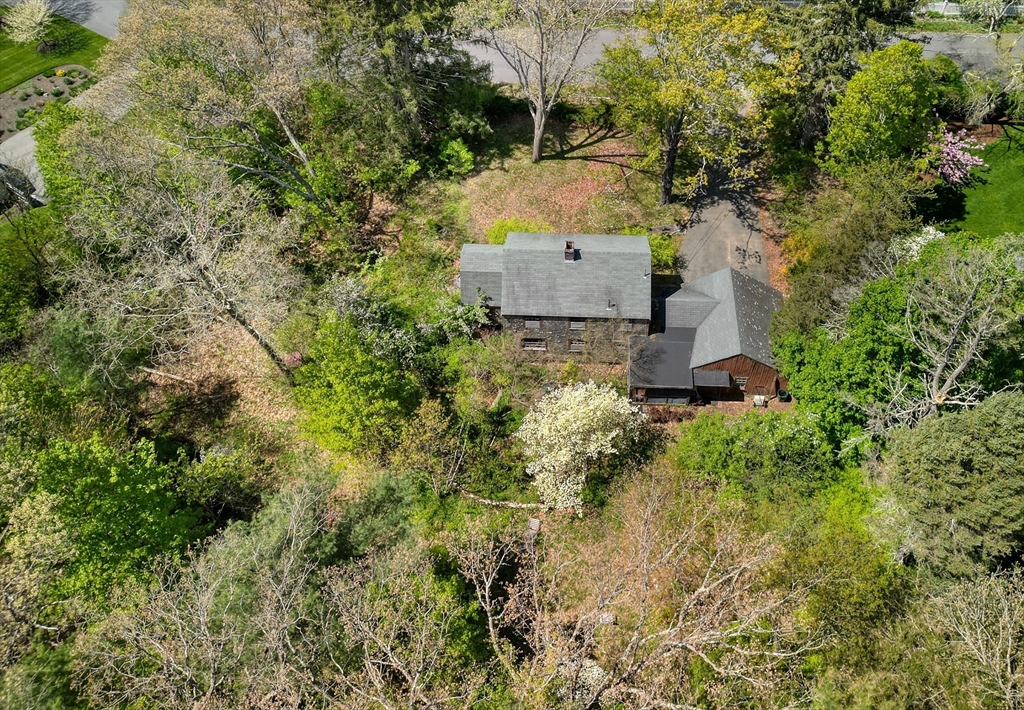 40 Lancaster Drive Westwood, MA 02090 - Photo 23 of 29 an aerial view of residential house with outdoor space and trees all around