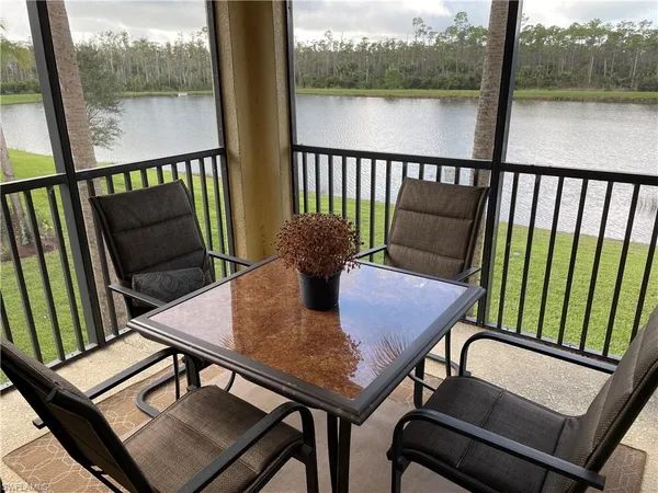 a view from deck having patio