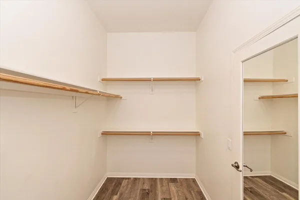 a view of walk in closet with empty racks
