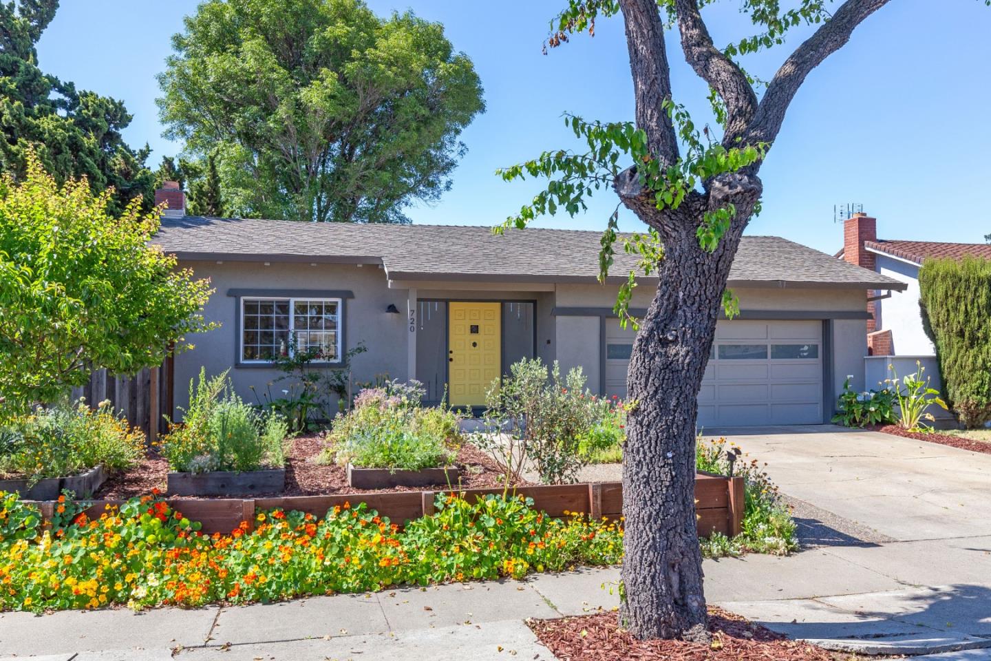 a front view of a house with a yard