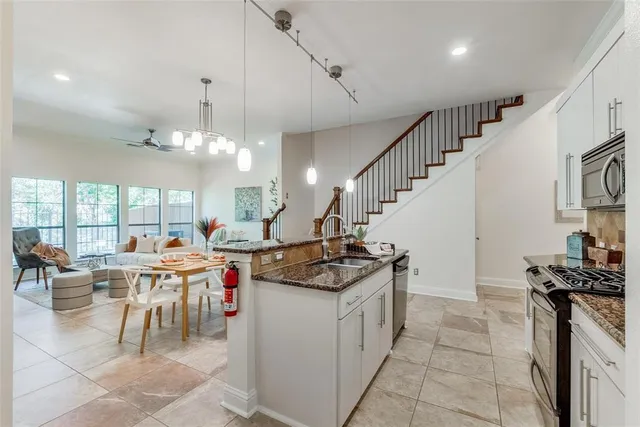 a kitchen with lots of counter top space