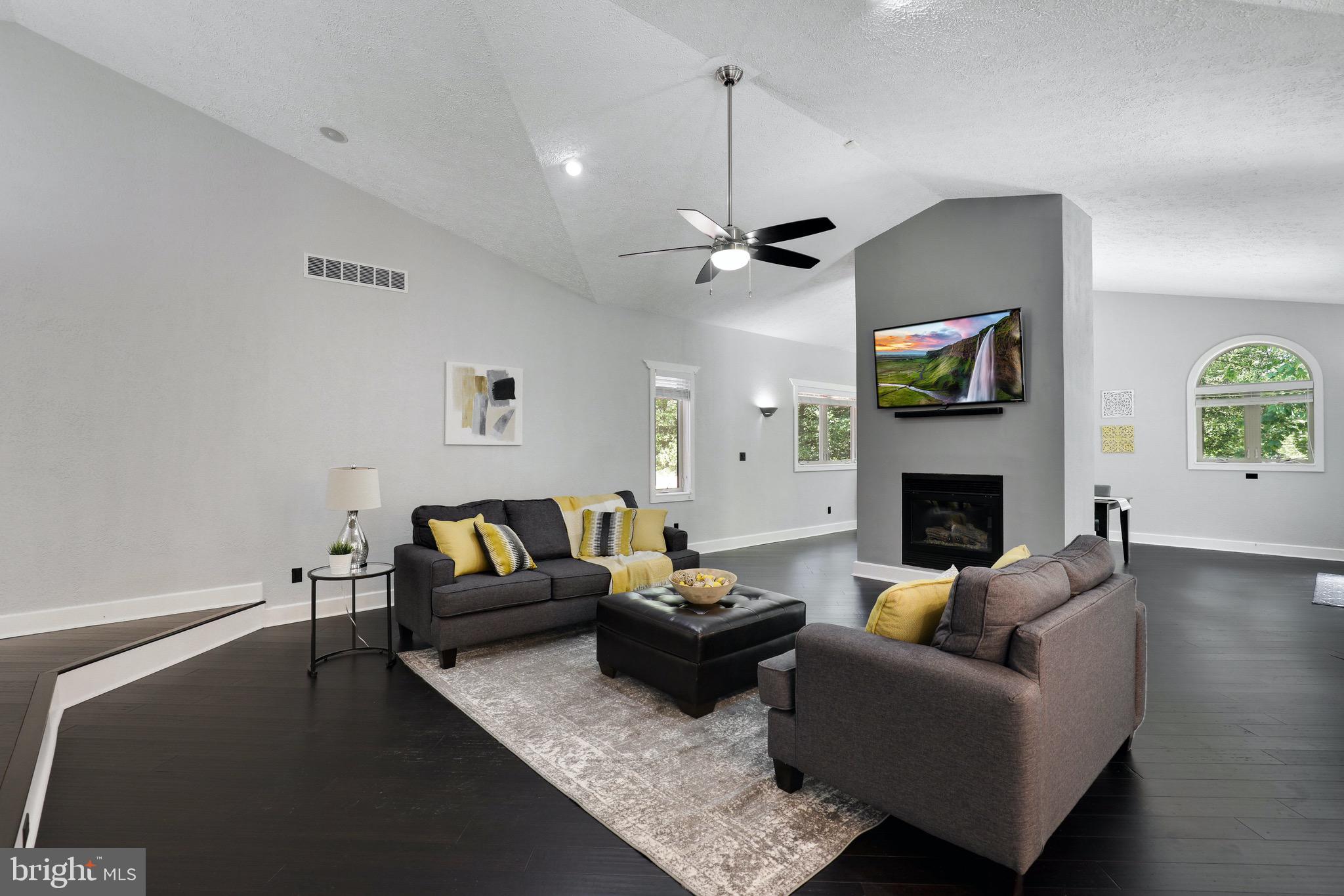 Room centered around fireplace