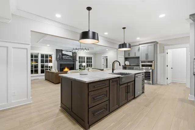 a bathroom with a shower and a mirror