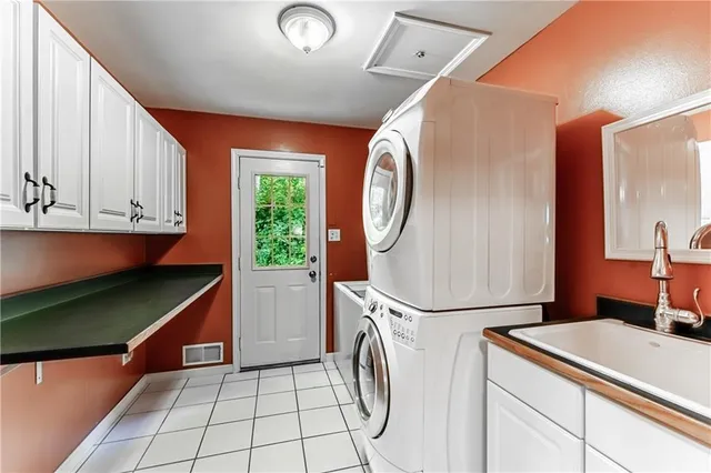 a storage room with washer and dryer