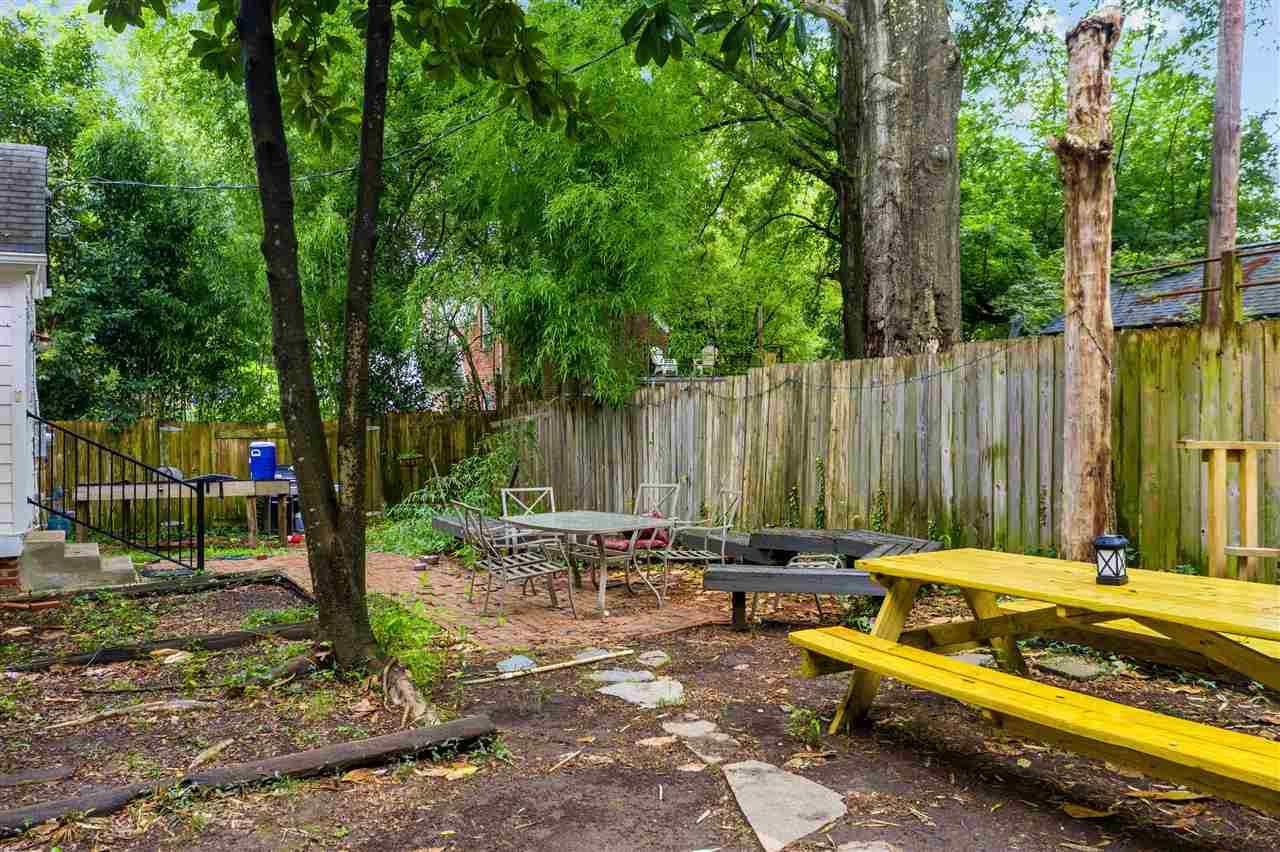 407 Brooks Avenue Raleigh, NC 27607 - Photo 6 of 30 a backyard with a bench and some trees