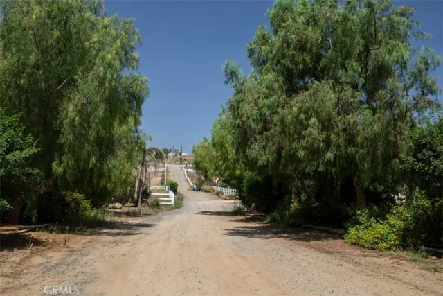 an outdoor view with patio