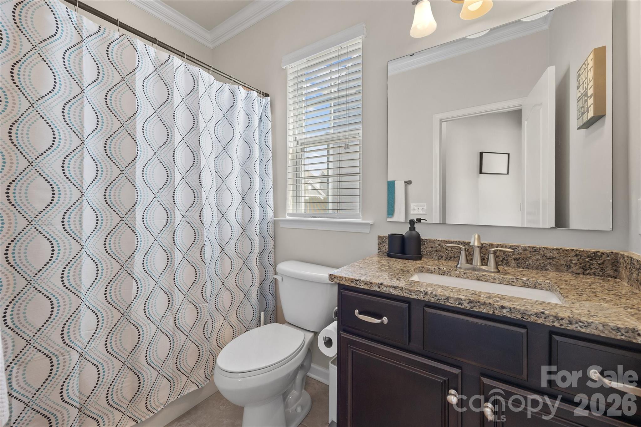 327 Hawks Creek Parkway Fort Mill, SC 29708 - Photo 22 of 48 a bathroom with a granite countertop sink toilet and mirror
