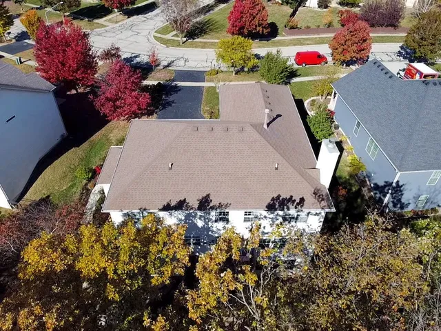 an aerial view of a house