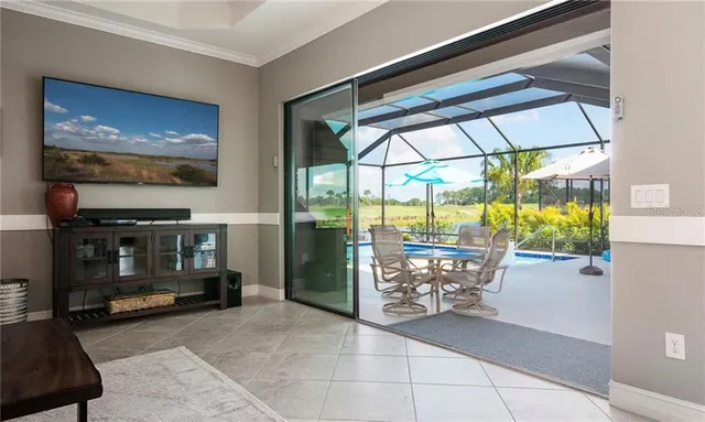 a spacious bathroom with a granite countertop tub a sink and a large mirror