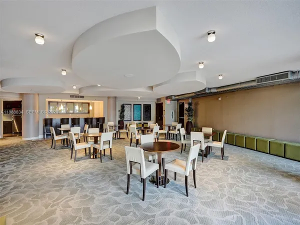 a view of a dining area with furniture