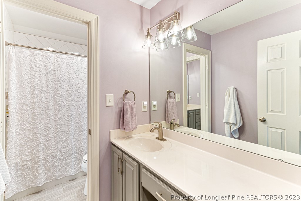 645 Little Bridge Road Fayetteville, NC 28311 - Photo 34 of 49 a bathroom with a sink vanity and a mirror