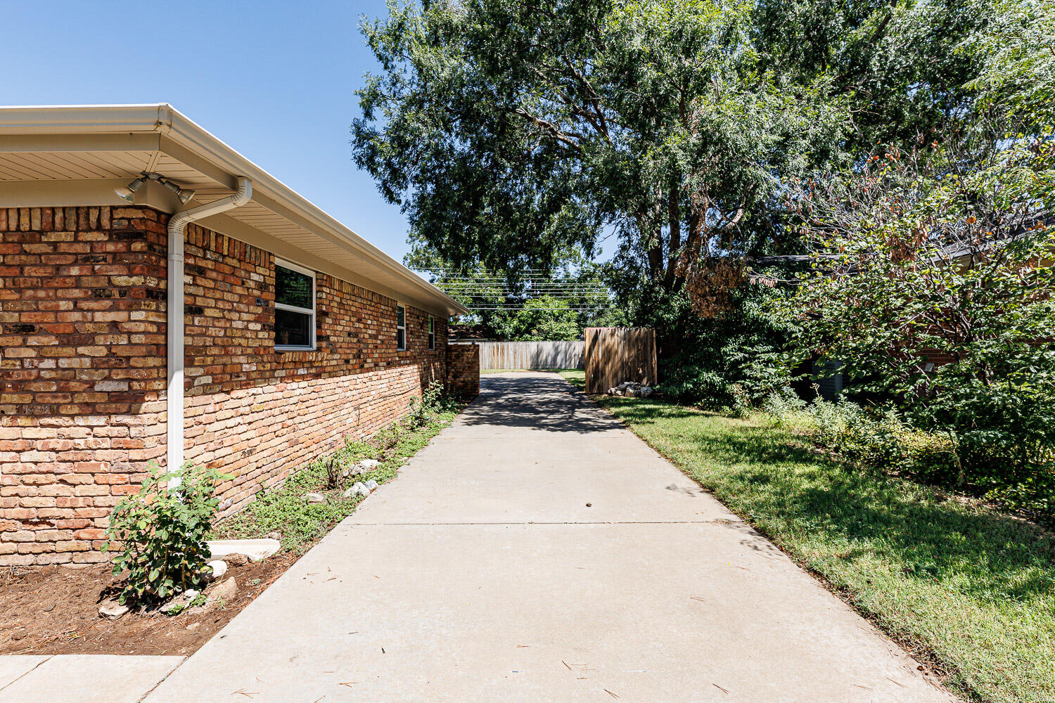 3816 53rd Street Lubbock, TX 79413 - Photo 58 of 59 a view of a back yard with flower plants and large trees