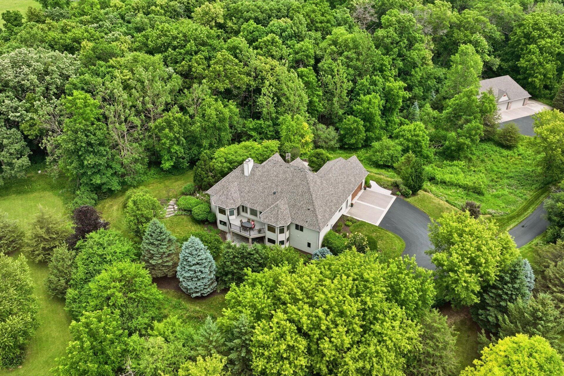 W330-s1417 County Rd C Delafield, WI 53018 - Photo 2 of 39 Aerial View of Home w/6 Car Garage Outbuilding
