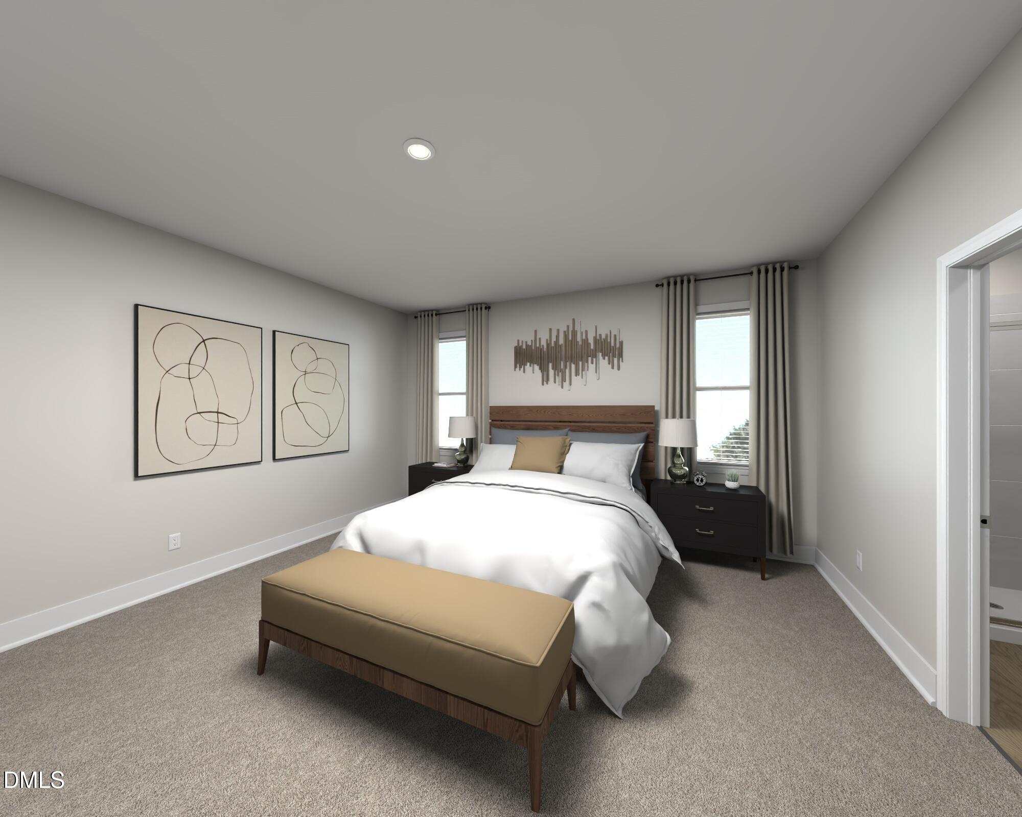 175 Field Sparrow Way Clayton, NC 27520 - Photo 8 of 13 a spacious bedroom with a bed and painting on the wall