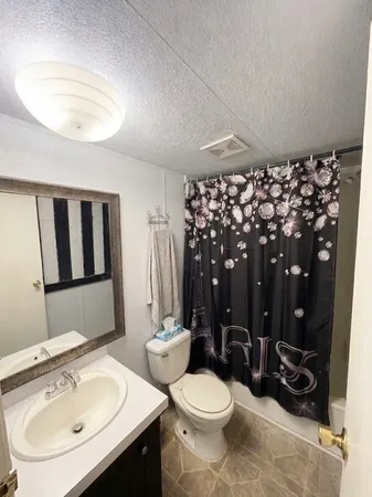 a bathroom with a sink double vanity and a toilet
