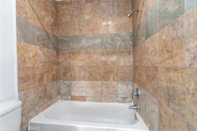 a bathroom with a bathtub