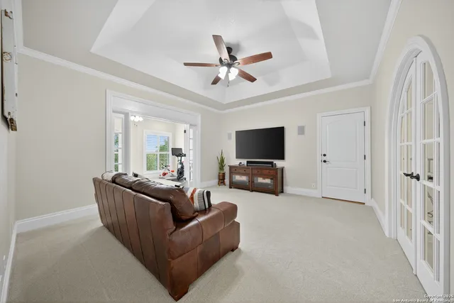 a view of a swimming pool with a yard