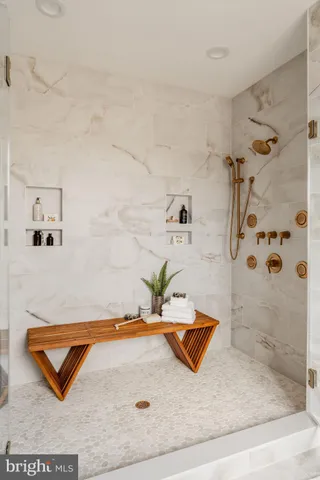 a bathroom with a tub