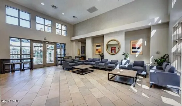 a road view with a building in the background