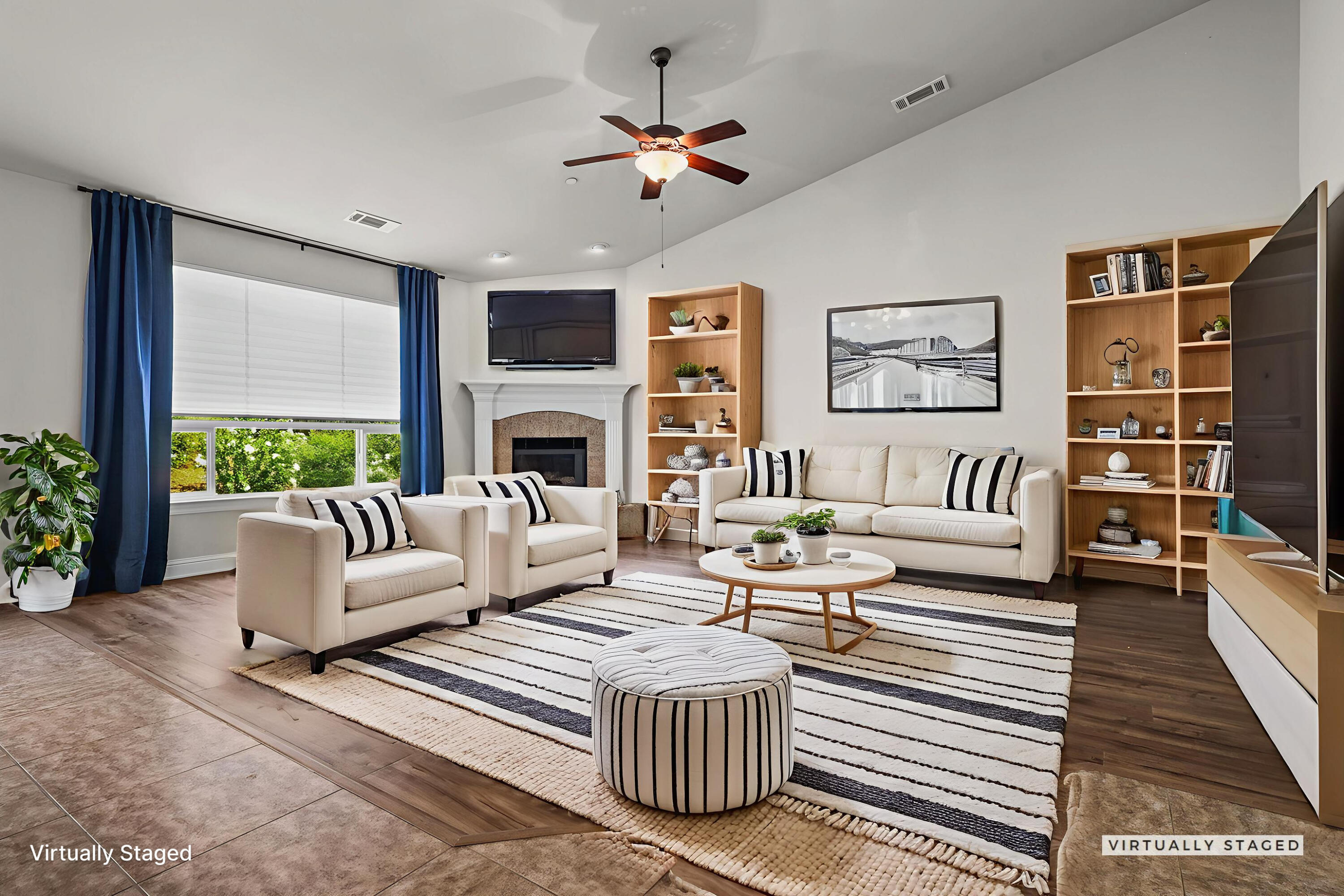 3641 Deuce Way Redding, CA 96002 - Photo 10 of 31 a living room with furniture fireplace and a large window