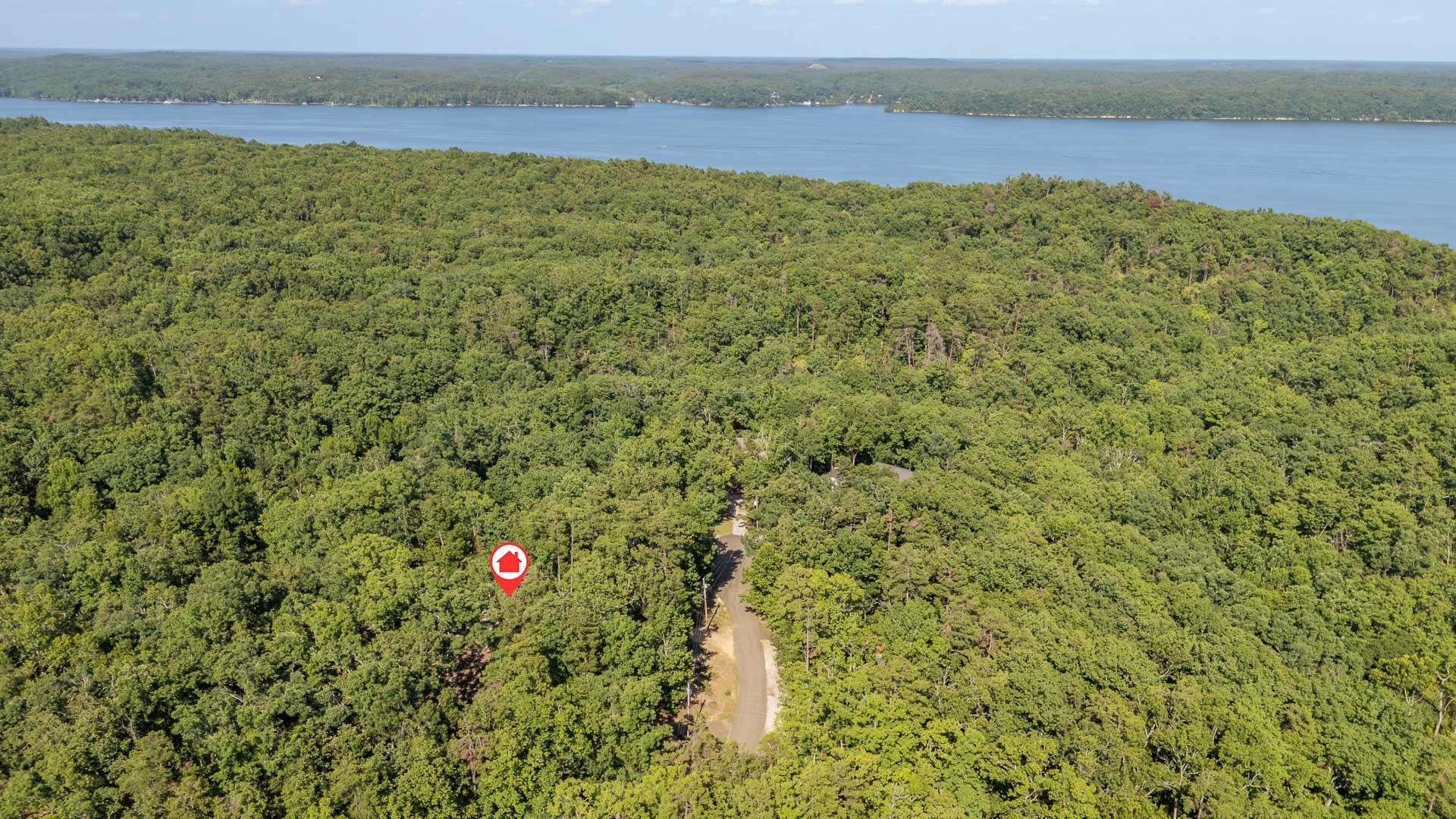 435 Murray Lane Counce, TN 38326 - Photo 34 of 34 Expansive land parcel featuring dense green foliage, a winding dirt road, and a substantial body of water in the background