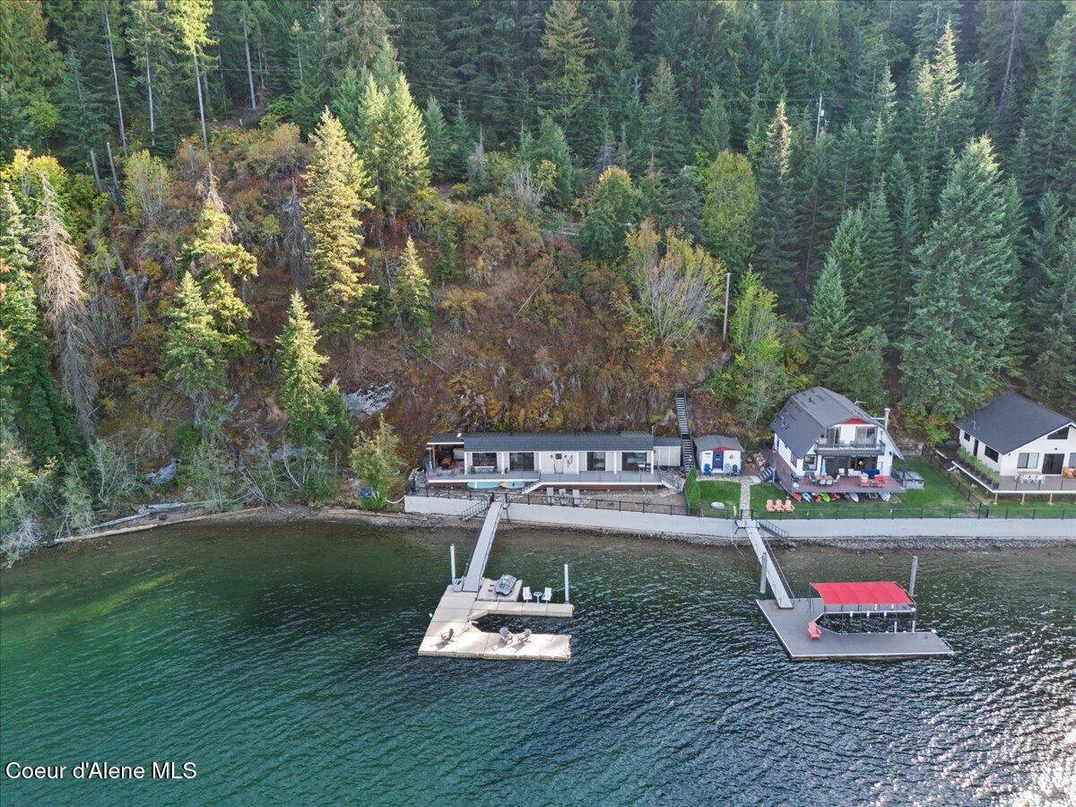 3607 South Eddyville Road Harrison, ID 83833 - Photo 38 of 42 38-Aerial back of home and dock