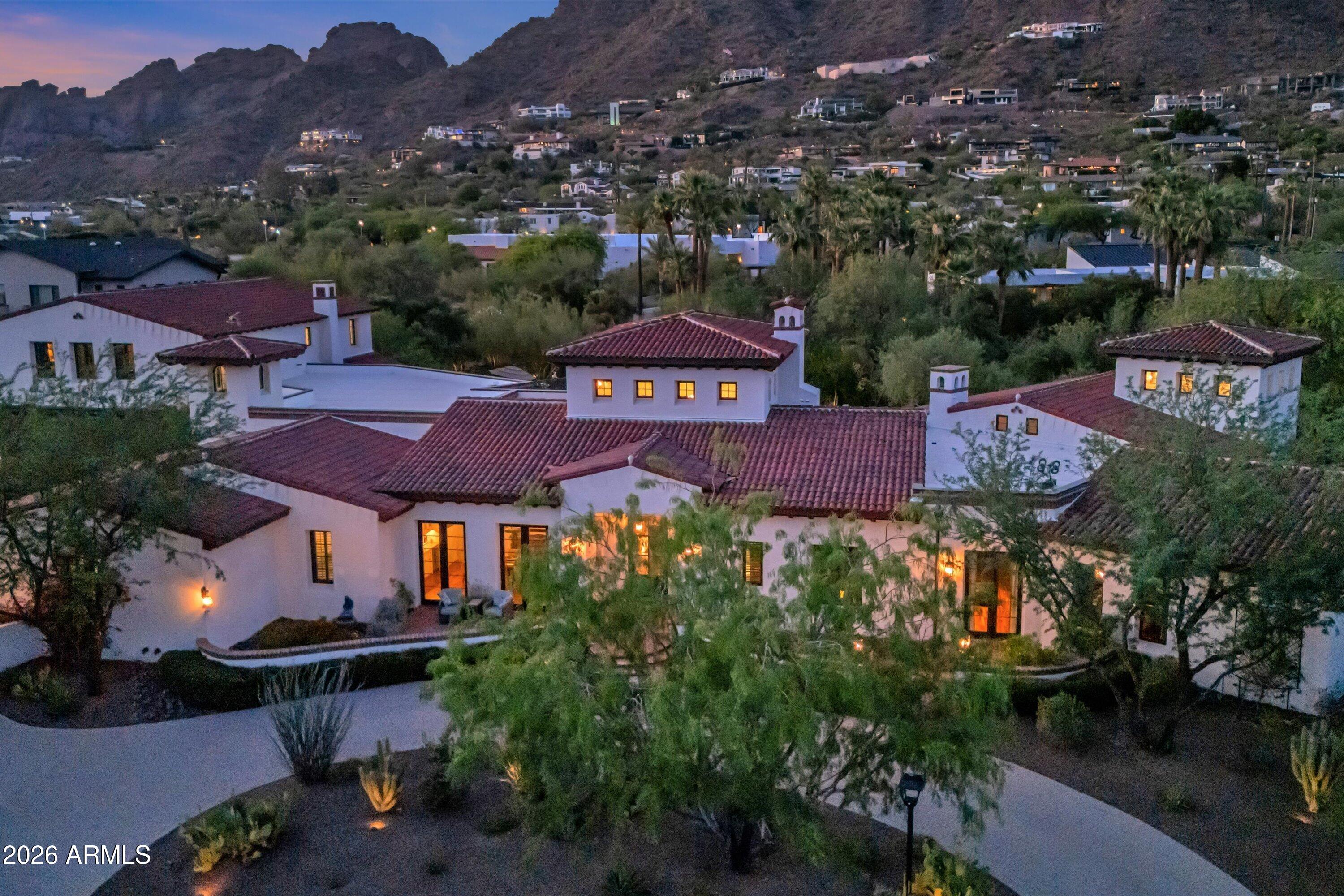 5434 East Camel Hill Road Phoenix, AZ 85018 - Photo 125 of 147 an aerial view of house with swimming pool outdoor seating and yard