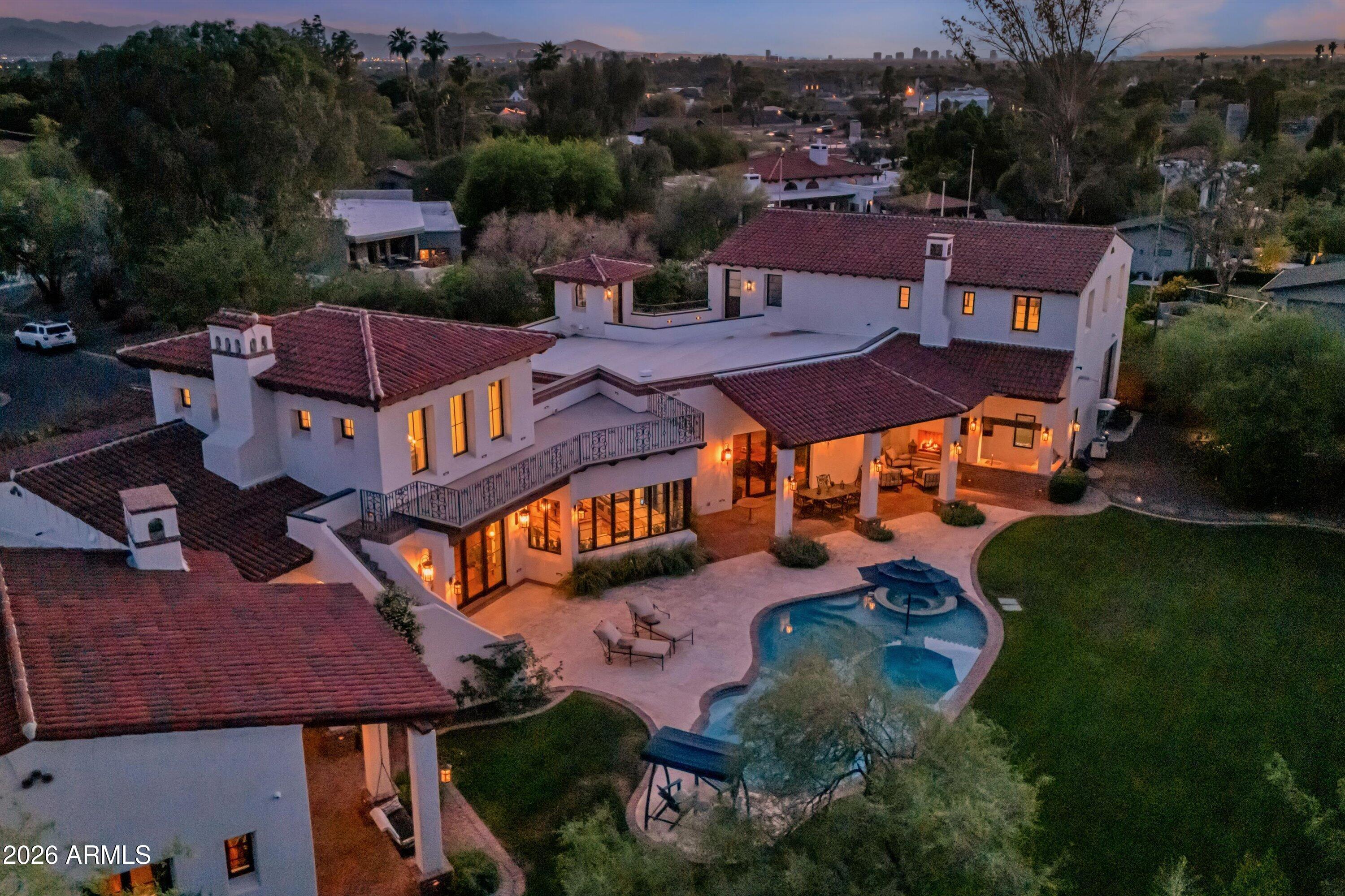 5434 East Camel Hill Road Phoenix, AZ 85018 - Photo 126 of 147 an aerial view of a house with garden space and street view
