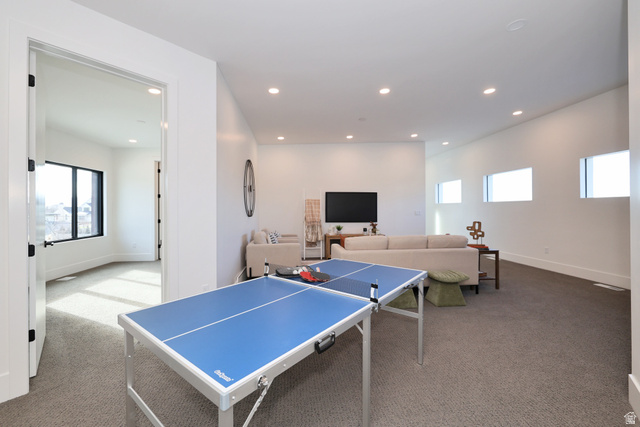 1306 East Victor Lane Draper, UT 84020 - Photo 40 of 60 Playroom with carpet floors and recessed lighting