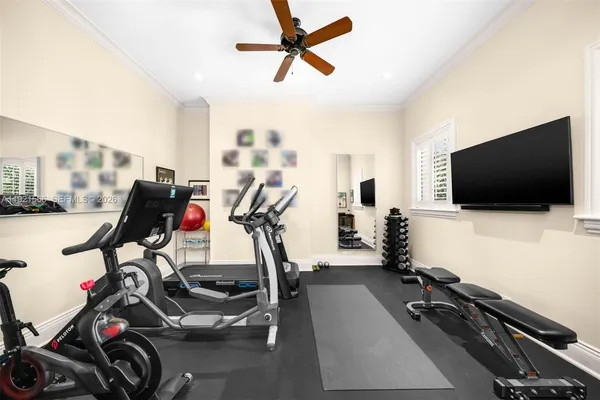 a view of a room with gym equipment