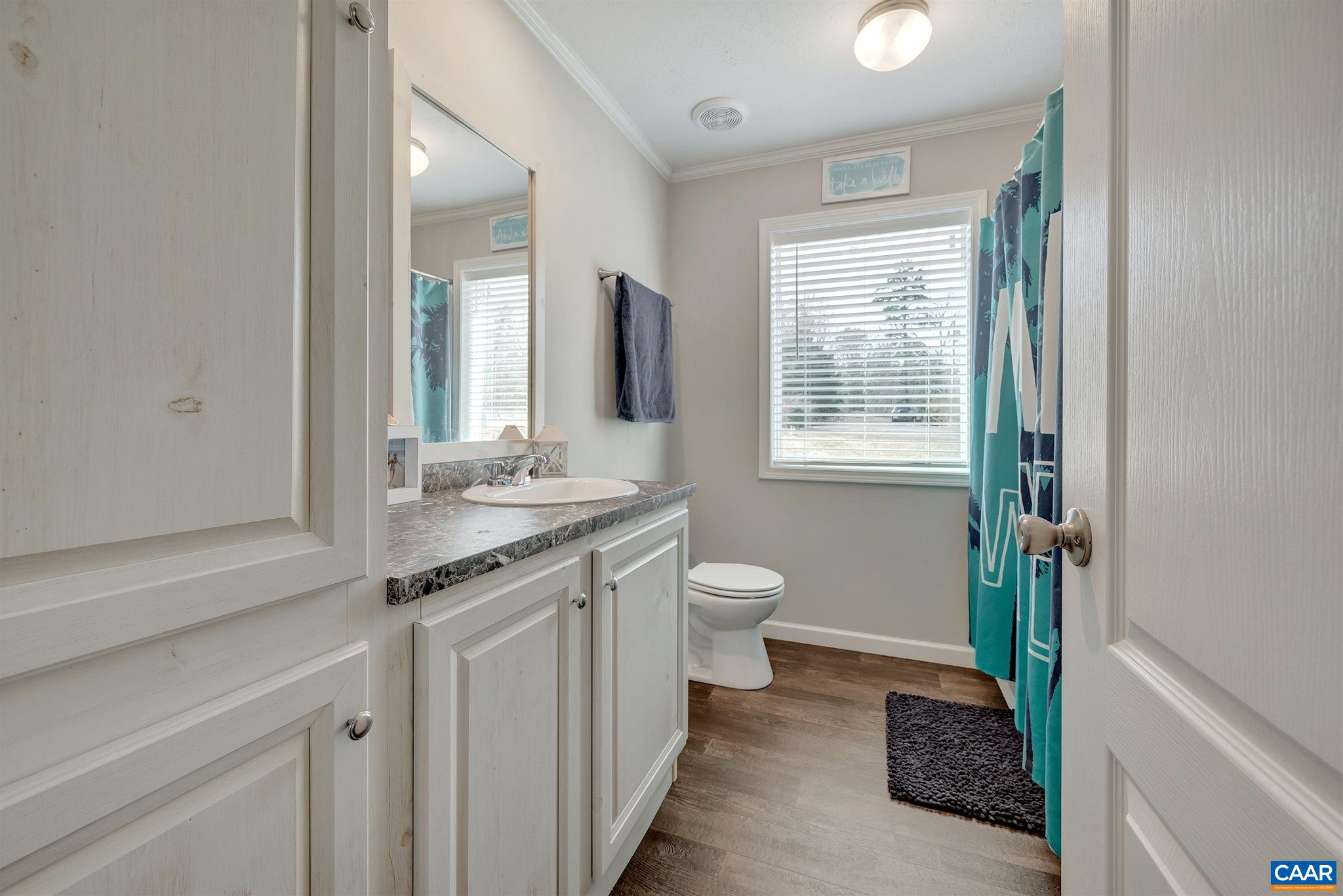 4491 Amicus Road Ruckersville, VA 22968 - Photo 23 of 37 a spacious bathroom with a granite countertop sink toilet and a mirror