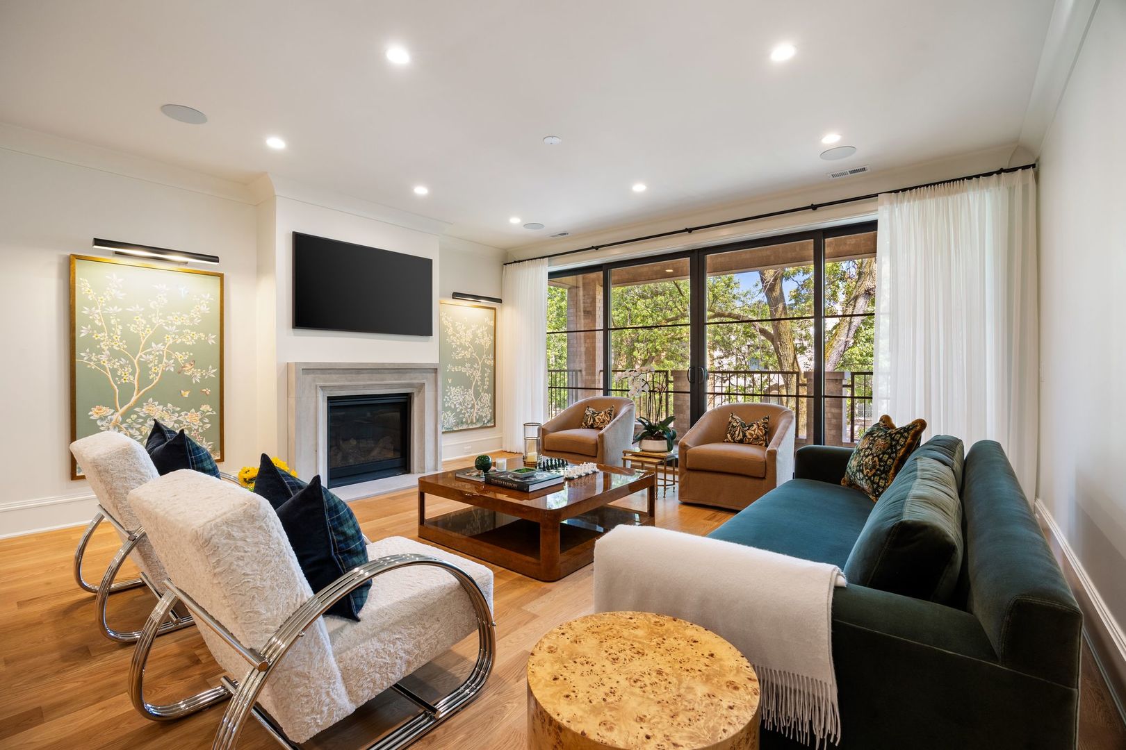 2034 North Mohawk Street, Unit 3 Chicago, IL 60614 - Photo 6 of 46 a living room with furniture a large window and a fireplace