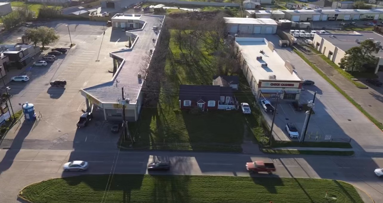 an aerial view of a house