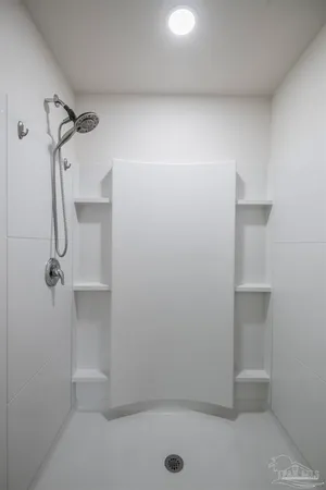 a bathroom with a bathtub