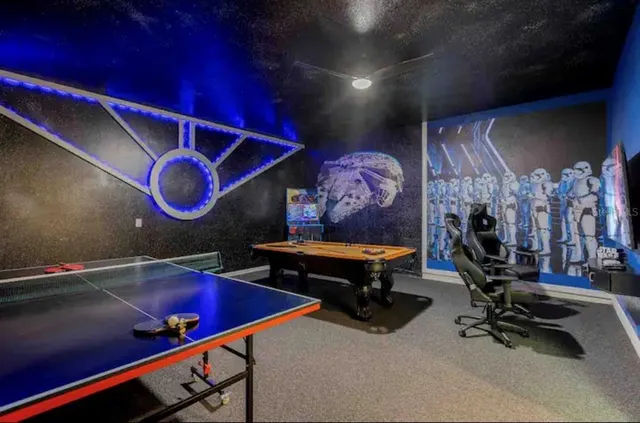 a room with gym equipment