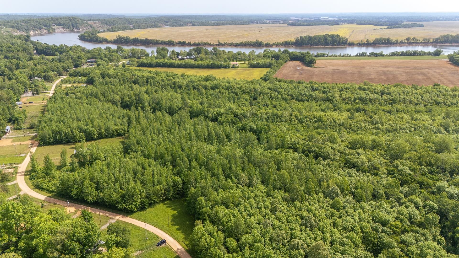 49 Coffee Landing Road Adamsville, TN 38310 - Photo 3 of 23 Aerial view with a water view, a rural view, and a wooded view